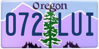OR license plate 072LUI