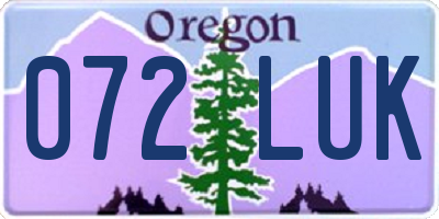 OR license plate 072LUK