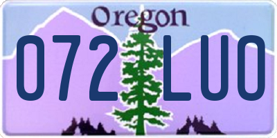 OR license plate 072LUO