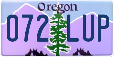 OR license plate 072LUP
