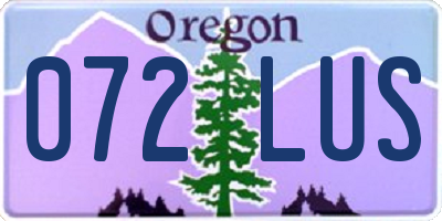 OR license plate 072LUS