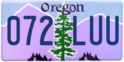 OR license plate 072LUU