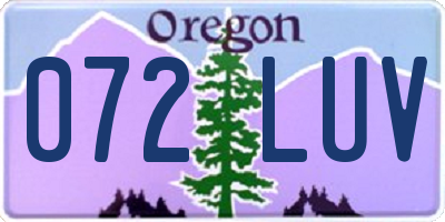 OR license plate 072LUV