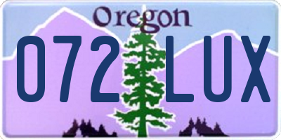 OR license plate 072LUX