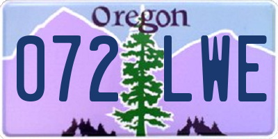 OR license plate 072LWE