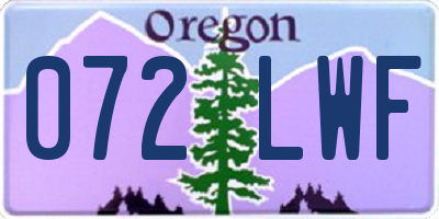 OR license plate 072LWF