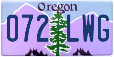 OR license plate 072LWG
