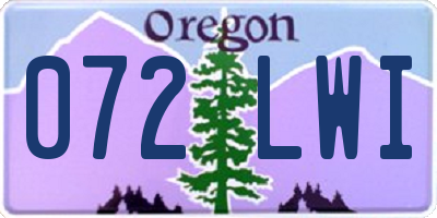 OR license plate 072LWI