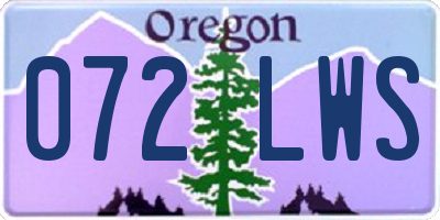 OR license plate 072LWS
