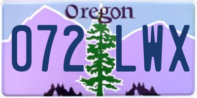OR license plate 072LWX
