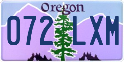 OR license plate 072LXM