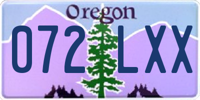 OR license plate 072LXX