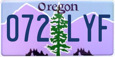 OR license plate 072LYF