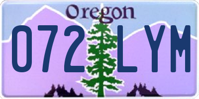 OR license plate 072LYM