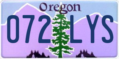 OR license plate 072LYS