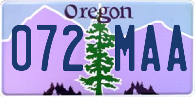 OR license plate 072MAA