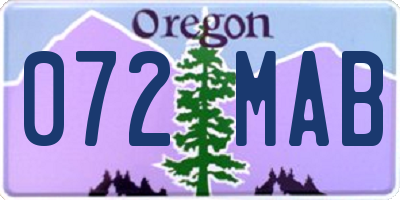OR license plate 072MAB