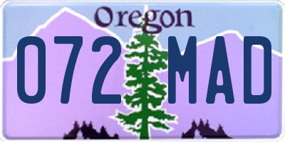 OR license plate 072MAD
