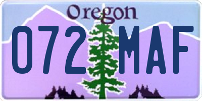 OR license plate 072MAF
