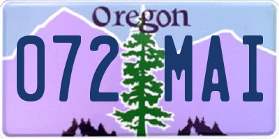 OR license plate 072MAI