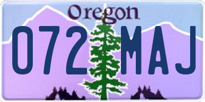 OR license plate 072MAJ