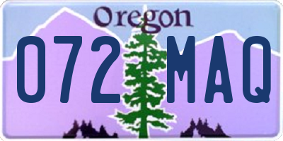 OR license plate 072MAQ