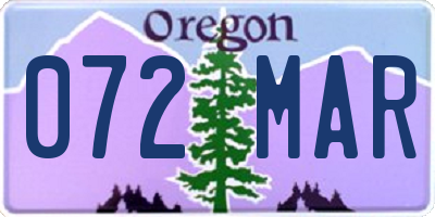 OR license plate 072MAR