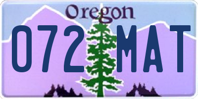 OR license plate 072MAT