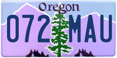 OR license plate 072MAU