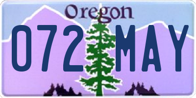 OR license plate 072MAY
