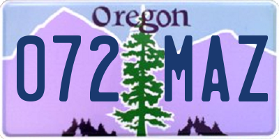OR license plate 072MAZ