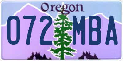 OR license plate 072MBA
