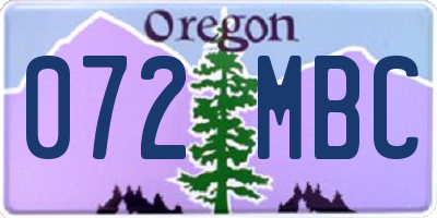 OR license plate 072MBC