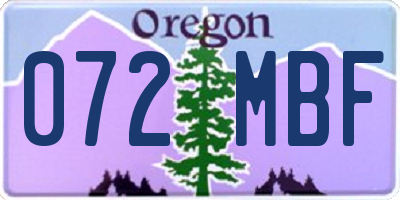 OR license plate 072MBF