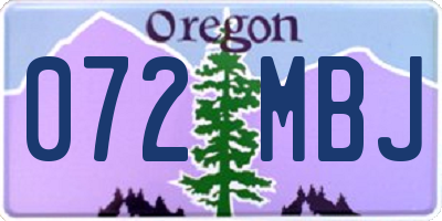 OR license plate 072MBJ