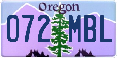 OR license plate 072MBL