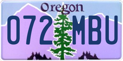 OR license plate 072MBU