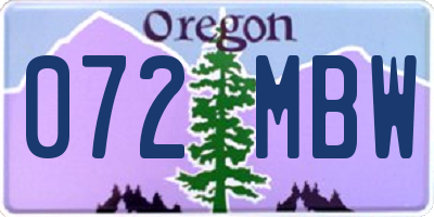 OR license plate 072MBW