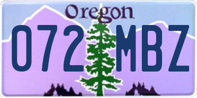 OR license plate 072MBZ