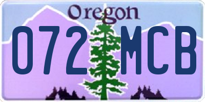 OR license plate 072MCB