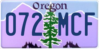 OR license plate 072MCF