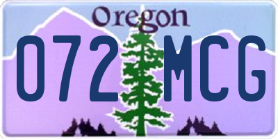 OR license plate 072MCG