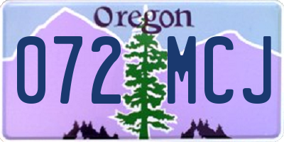 OR license plate 072MCJ