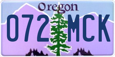 OR license plate 072MCK