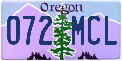 OR license plate 072MCL