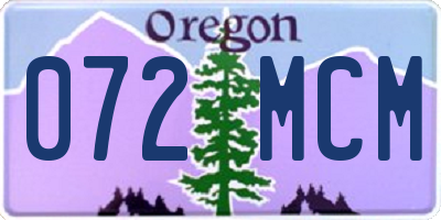 OR license plate 072MCM