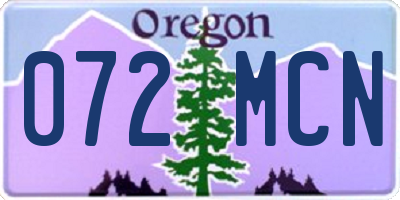 OR license plate 072MCN