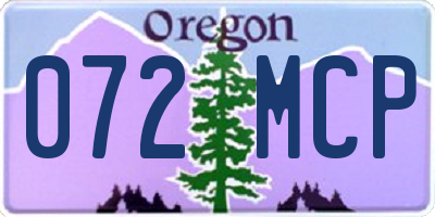 OR license plate 072MCP