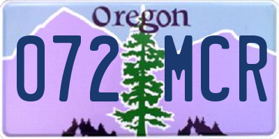 OR license plate 072MCR