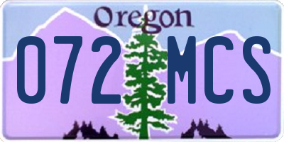 OR license plate 072MCS
